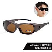 【SUNS】時尚方框偏光墨鏡 包覆式運動墨鏡(可套式) Polarized墨鏡 防滑腳 / 防眩光 抗UV400 S019 鈦砂棕