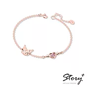 【客製品】STORY故事銀飾-Kuromi & MyMelody邱比特系列-酷洛米小翅膀誕生石純銀手鍊 玫瑰金