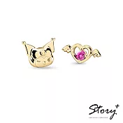 【客製品】STORY故事銀飾-Kuromi & MyMelody邱比特系列-酷洛米小翅膀誕生石純銀耳環 黃K金