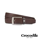 【Crocodile】鱷魚皮件 義大利牛皮 休閒針扣皮帶 送禮推薦-32MM-0101-52009-黑咖兩色 咖啡色/38腰