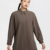 NIKE AS W NK 24.7 DF LS SHIRT WVN 女長袖襯衫-HQ0237004 L 棕色