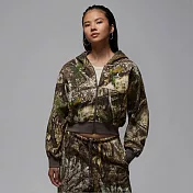 NIKE AS W J BRK FLC MOD CROP RLT 女連帽外套-HV0470133 L 棕綠色