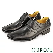 【GREEN PHOENIX】男 紳士鞋 商務鞋 皮鞋 全真皮 沾黏式 台灣製 EU40 黑色