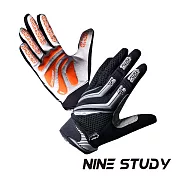 【NINE STUDY】頂級耐磨防滑透氣重訓手套 掌背加厚PRO 健身手套 運動手套 全指手套 (兩色任選) 黑橘L