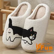 【iSFun】拼接動物 男女刷毛保暖室內拖鞋/款式可選 賓士貓3839號