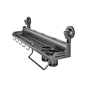 【野一夏】免釘太空鋁按壓式吸盤雙杯置物架 防水防油 廚房調味收納架 多尺寸可選 -50CM