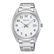 SEIKO 簡約數字時尚腕錶-銀X白