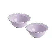 【Homely Zakka】法式浪漫花邊浮雕陶瓷餐盤碗餐具圓形飯碗2件組_2色任選 薰衣草紫X2