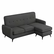 IDEA-190CM百變質感L型耐磨貓抓皮沙發/兩色可選 灰色