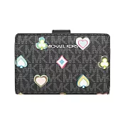 Michael Kors Jet Set 撲克牌花色塗層帆布釦式中夾 (黑色)