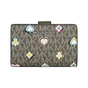 Michael Kors Jet Set 撲克牌花色塗層帆布釦式中夾 (橄欖綠)