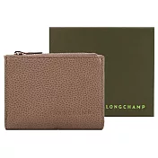 LONGCHAMP LE FOULONN?系列牛皮簡約三折短夾 餅乾