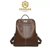 【ZENDAR】台灣總代理 限量1折 頂級超柔軟小牛皮後背包 艾文系列 全新專櫃展示品(咖啡色)