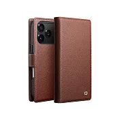 QIALINO Apple iPhone 17 Pro系列 荔枝紋皮套(二合一) 牛皮 側翻皮套 -棕色-iPhone 17 Pro