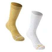 超級2入組!! 質感與功能兼具 腳底羊毛毛圈設計 SPORTS HOUSE 運動健行襪 透氣吸濕排汗 登山 跑步 自行車 戶外 滑雪 運動襪 休閒襪 中筒襪 女款 襪子 黃色+白色