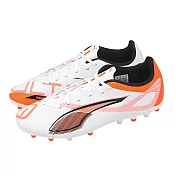 Puma 足球鞋 Ultra 5 Play MG 男鞋 白 橘 人工草皮 軟釘 抓地 108328-01