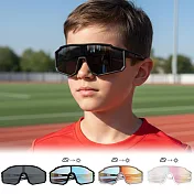 【ALEGANT】活力時尚運動流線設計矽膠彈性兒童太陽眼鏡/UV400偏光墨鏡 疾影黑