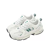 New Balance NB 休閒鞋 530 寬楦 中童 小朋友 海鹽 雲杉亮綠 緩震 運動鞋 PZ530CH-W 19cm WHITE/GREEN
