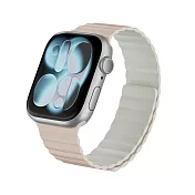 MAGEASY Skin Duo 雙面親膚磁吸矽膠防水錶帶 for Apple Watch 40/41/42mm 貝殼粉/雲朵白