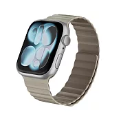 MAGEASY Skin Duo 雙面親膚磁吸矽膠防水錶帶 for Apple Watch 44/45/46/49mm 星光白/摩卡棕