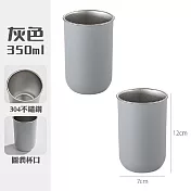 【COMET】350ml圓形不鏽鋼漱口杯2入組(盥洗杯 漱口杯 飲料杯 不鏽鋼牙刷杯 旅行漱口杯/LS474) 灰色2入