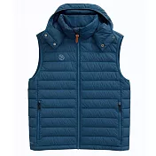 【荒野wildland】男700FP可拆帽輕暖羽絨背心225霧青色 M 225霧青色