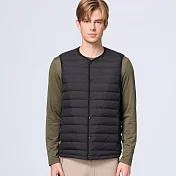 【荒野wildland】男700FP輕暖V領羽絨背心148皇室黑 L 148皇室黑