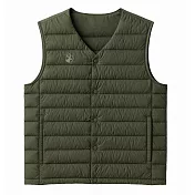 【荒野wildland】男700FP輕暖V領羽絨背心202能高綠 M 202能高綠