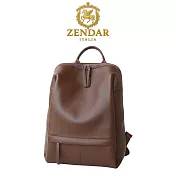 【ZENDAR】台灣總代理 限量1折 頂級超柔軟小牛皮後背包 瑪雅系列 全新專櫃展示品(咖啡色)