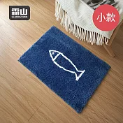 【日本霜山】小魚塗鴉防滑吸水快乾浴室踏墊(小)-45x65cm-多色可選- 藍