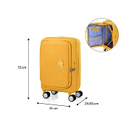 American Tourister - 美國旅行者 CURIO 1:9前開式上掀式 彈力避震輪20吋行李箱登機箱 金黃