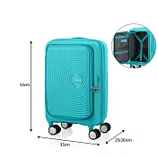 American Tourister - 美國旅行者 CURIO 1:9前開式上掀式 彈力避震輪20吋行李箱登機箱 藍色