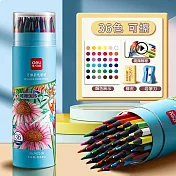Deli 得力可擦彩色鉛筆【老師推薦】繪畫3件套（彩色鉛筆 畫畫專用 美術生素描） 36色