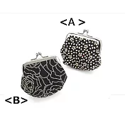 日本傳統工藝印傳風格黑底櫻花口金零錢包  白櫻花A款