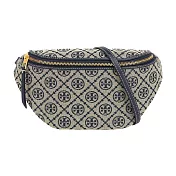 TORY BURCH T Monogram 標誌緹花拉鍊腰包 (海軍藍)
