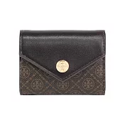 TORY BURCH T Monogram 信封式三折釦式短夾 (深棕色)
