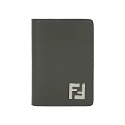 FENDI FF Logo 小牛皮及塗層帆布二折卡片夾/名片夾 (軍綠色)