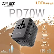 【太星電工】氮化鎵PD70W萬國轉換頭/萬國轉接插座 筆電充電 手機充電 高速快充 出國旅行5USB(2A3C) AA306