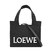 LOEWE Logo 標誌酒椰纖維迷你二用包 (黑色)