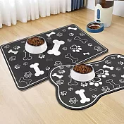 買1送1-2入寵物餵食硅藻土地墊40*60(寵物墊/餵食吸水墊/貓食盆墊/防滑地墊/浴室墊) 方形+骨頭形寵物墊(黑) 40*60CM