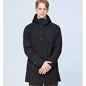 【荒野wildland】男PR棉輕量極暖防水長版外套165印黑色 M 165印黑色