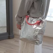 Miyansol韓國皺皺兩用迷你托特包 E櫻桃銀