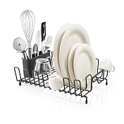 《tescoma》Online餐具碗盤瀝水架(墨黑35cm) | 餐具收納架 碗盤收納架 流理臺架