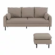 IDEA-輕奢貓抓皮蓬鬆三人沙發+方腳凳/兩色可選 卡其色