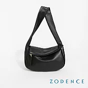 ZODENCE MAZE進口真皮不對稱肩背包  黑