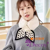 【Decoy】點點兔耳 保暖仿兔毛交叉脖圍圍巾/顏色可選 米
