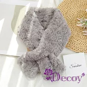 【Decoy】韓版百搭 仿瀨兔毛加厚保暖交叉毛絨脖圍圍巾/灰色 灰色