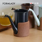 【日本FORMLADY】cupPot日製琺瑯無柄手沖壺(附隔熱套)-400ml- 雲霧黑