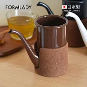【日本FORMLADY】cupPot日製琺瑯無柄手沖壺(附隔熱套)-400ml- 可可棕