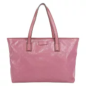 GUCCI GG Logo 亮面塗層帆布手提/肩背拉鍊購物包_展示品 (粉紫色)